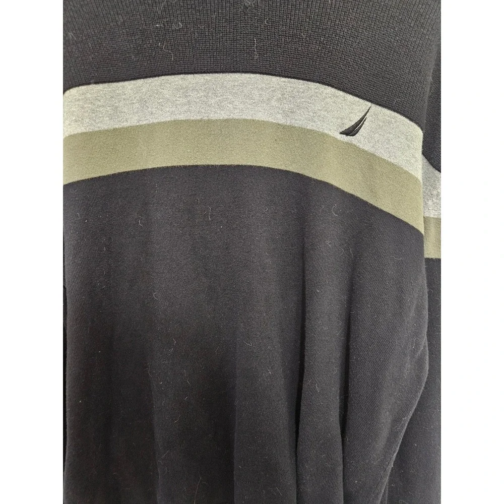 Nautica Mens XXL Navy Blue Cotton Striped Crewneck Sweater J-Class Logo V-Stitch